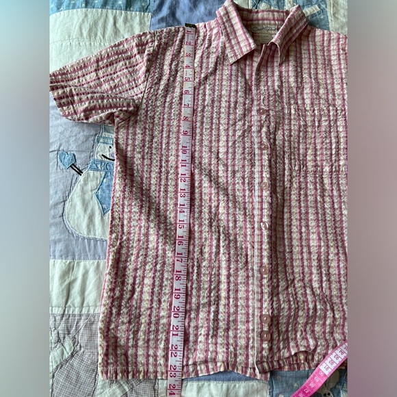 Vintage Carroll Reed Womens Pink White Plaid Button Up Short Sleeve Shirt Medium - Picture 8 of 9